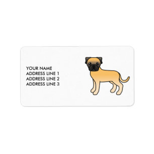 Etiqueta Texto e Cão de Animação de Cuecas com Bullmastiff