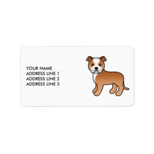 Etiqueta Texto E Cão De Cartoon De Escada Vermelho E Branco
