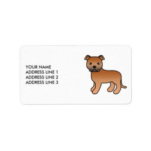 Etiqueta Texto e Cão de Cartoon de Estilo Vermelho Inglês