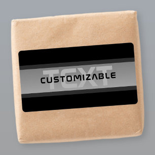 Etiqueta Texto em Camadas Personalizável Moderno Preto e