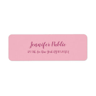 Etiqueta Texto Freehand liso cor-de-rosa elegante moderno