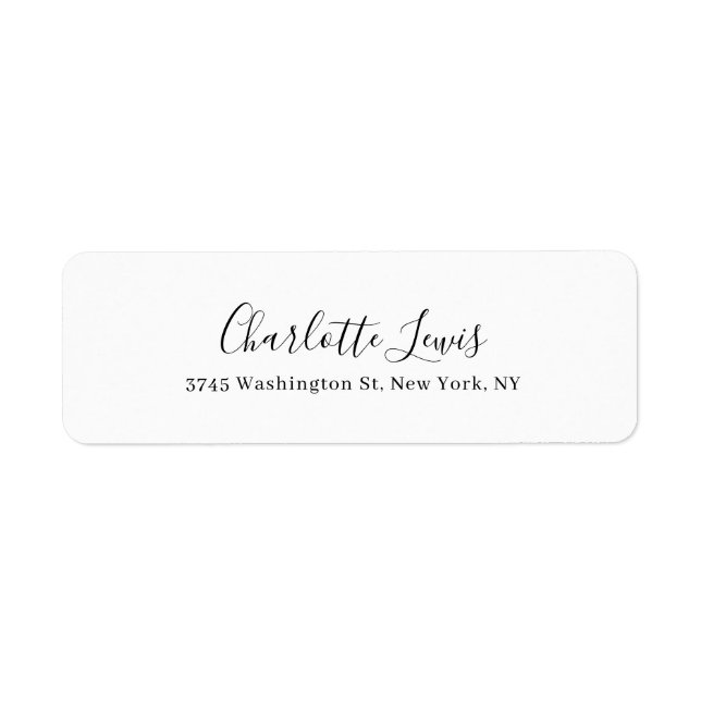 Etiqueta Texto Legível em Branco e Preto de Script Elegante (Frente)