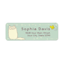 Texto personalizado Fluffy Cat e Yellow Butterfly