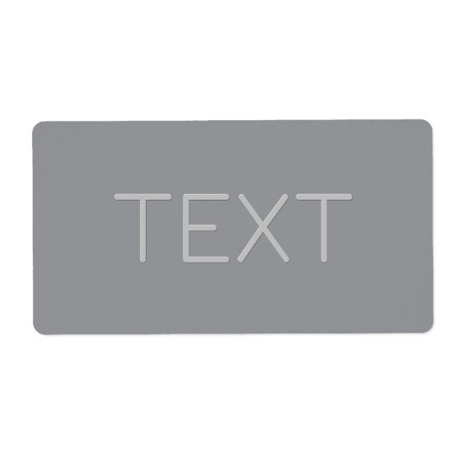 Etiqueta Texto simples com aparência tridimensional | Cinza (Frente)