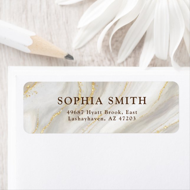 Etiqueta Texto Simples Glitter Dourado com Fundo Marble Ele (Insitu)