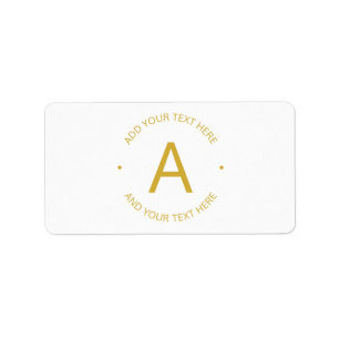 Etiqueta Texto Simples Moderno Personalizável Dourado e B