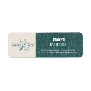 Etiqueta Textura de jeans azuis de barbearia