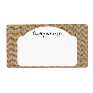 Etiqueta Textura do Tecido de Burlap Russo com Torneira de