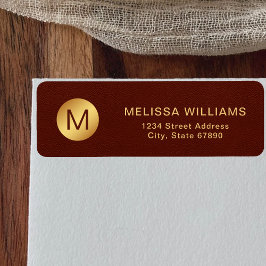 Etiqueta Textura Vermelha Elegante e Endereço de devolução 