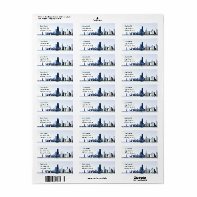 Etiqueta The Chicago Skyline Lighted Photo (Folha completa)