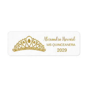 Etiqueta Tiara Dourado Quiinceanera do efeito do brilho