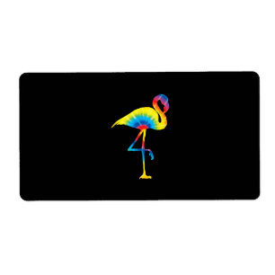 Etiqueta Tie Dye Flamingo Rainbow Impressão Bird Animal Hi