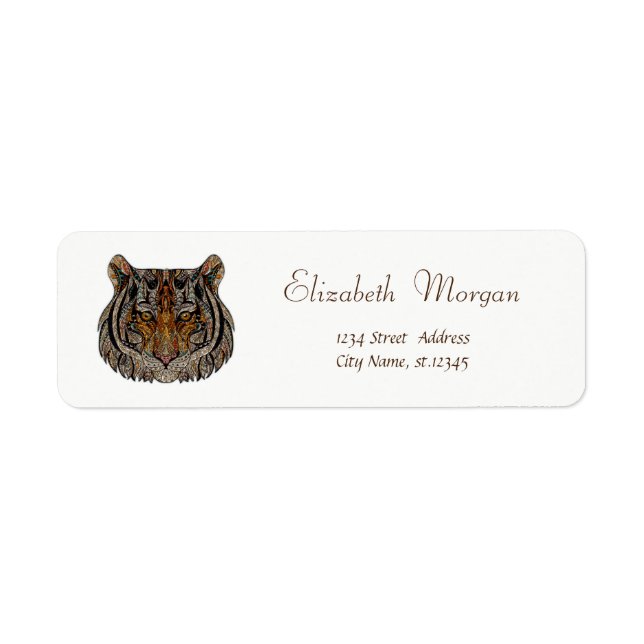 Etiqueta Tiger Head Simples, Branco (Frente)