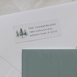 Etiqueta Timber Grove Winter Pine Tree Return Address
