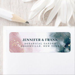 Etiqueta Tinta Álcool Elegante Blush Blue Watercolor Modern