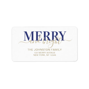 Etiqueta Tipografia azul marinho alegre e brilhante Natal