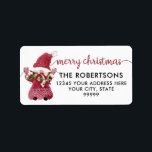 Etiqueta Tipografia de Script de Joy com Aquarela de Natal<br><div class="desc">"Etiqueta de endereço de Tipografia de Script de Joy de Água do Gnome Christmas" Gnomo branco e vermelho de aquarela com um Papai Noel com um banner escrito de "JOY" junto com uma mensagem vermelha de roteiro "Feliz Natal". Suas informações de contato são facilmente personalizadas usando os campos de modelo....</div>