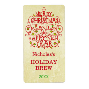 Etiqueta Tipografia do vintage do ano novo do Natal