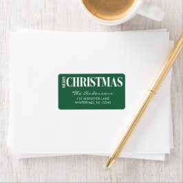 Etiqueta Tipografia Feliz Natal Esmeralda Verde e Branco