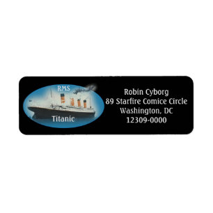 Etiqueta Titanic Black Maritime White Star Endereço de dev