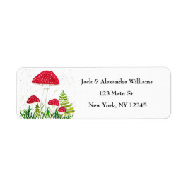 Etiqueta Toadstools Red Toadstools com Aquarela