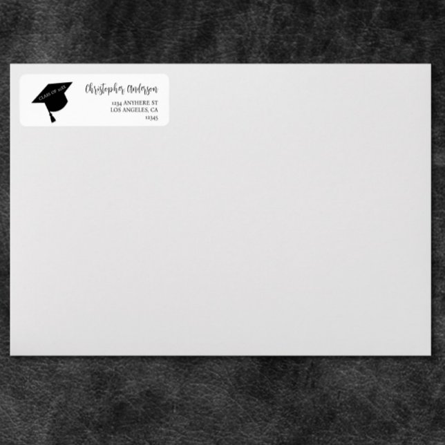Etiqueta Toca de Formatura Minimalista Preto e Branco Gradu (Criador carregado)