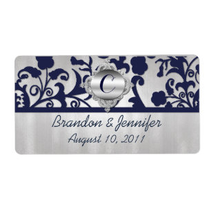 Etiqueta Tom dos azuis marinhos e da prata que Wedding mini