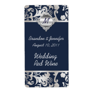 Etiqueta Tom dos azuis marinhos e da prata que Wedding mini