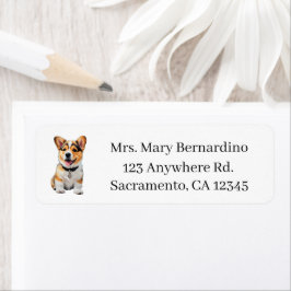 Etiqueta Toque de Charme Adorável Corgi Personalizável Reto