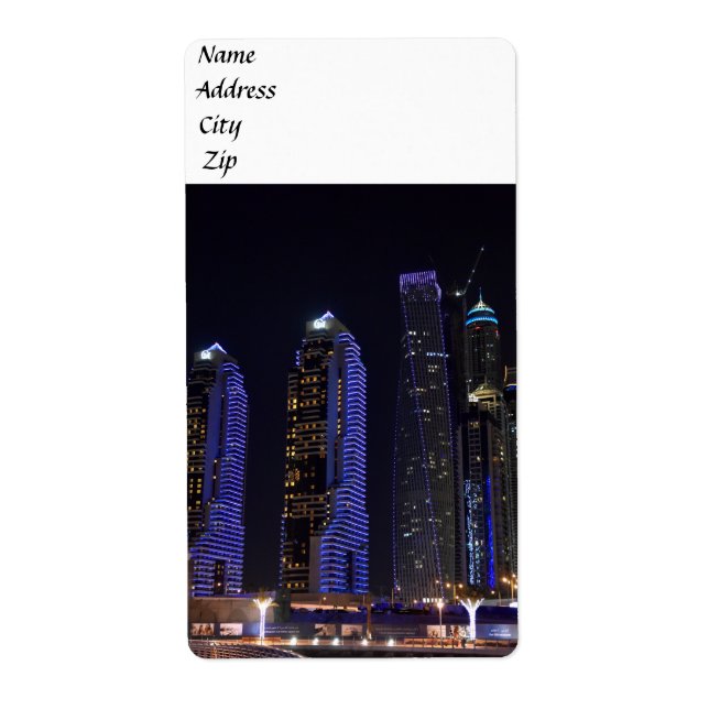 Etiqueta Torre de Dubai Cayan à noite (Frente)