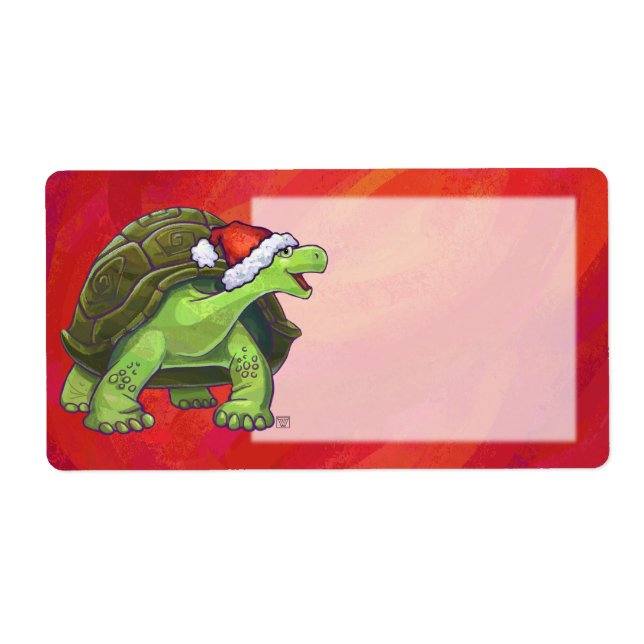 Etiqueta Tortoise Christmas On Red (Frente)