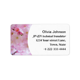 Etiqueta Tradutor freelancer japonês, cereja rosa floresce