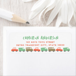 Etiqueta Transporte de Brinquedos com Retro Boys Endereço d