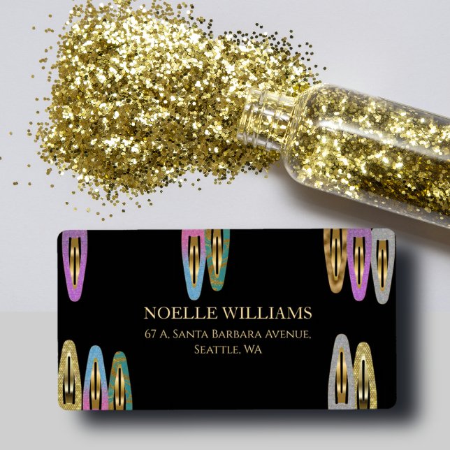 Etiqueta Transporte de Clipes de Cabelo com Glitter Moderno (Criador carregado)