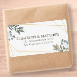 Etiqueta Transporte Rustic Watercolor Foliage<br><div class="desc">Composta por tipografia serifana. Tudo contra um pano de fundo branco com folhagem de aquarela e estrutura geométrica. Este foi projetado pelo White Paper Birch Co.,  exclusivo para Zazzle. Disponível aqui: http://www.zazzle.com/store/whitepaperbirch</div>