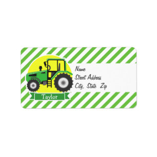Etiqueta Trator de fazenda verde com amarelo;  Verde &