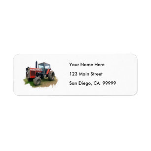 Etiqueta Trator vermelho de Massey Ferguson no campo