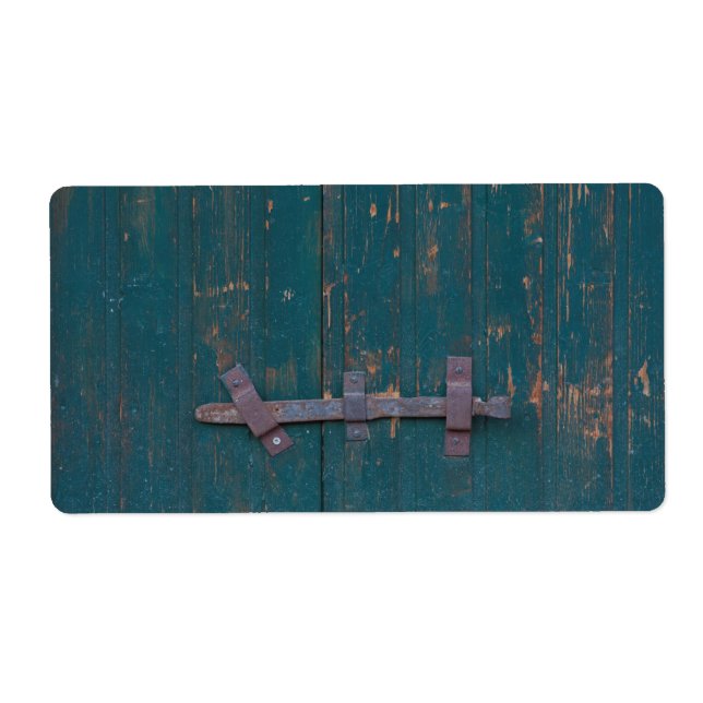 Etiqueta Trava Da Porta Rusty Na Porta Verde (Frente)