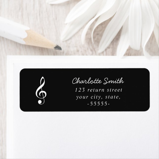 Etiqueta Treble Clef Elegant Script Music Teacher Modern (Insitu)