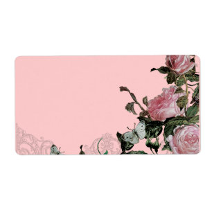 Etiqueta Trellis Rosa Vintage Rosas Rosa Rosa Rodas Borbole