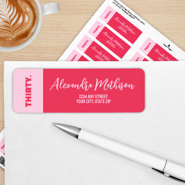 Etiqueta Trendy Bold Pink e Red Girly aniversário de 30 ano