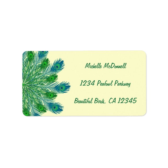Etiqueta Trendy Chic Peacock Feather (Frente)