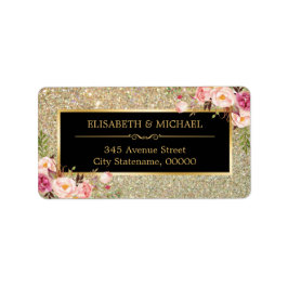 Etiqueta Trendy Dourada Glitter Sparkles Girly Floral