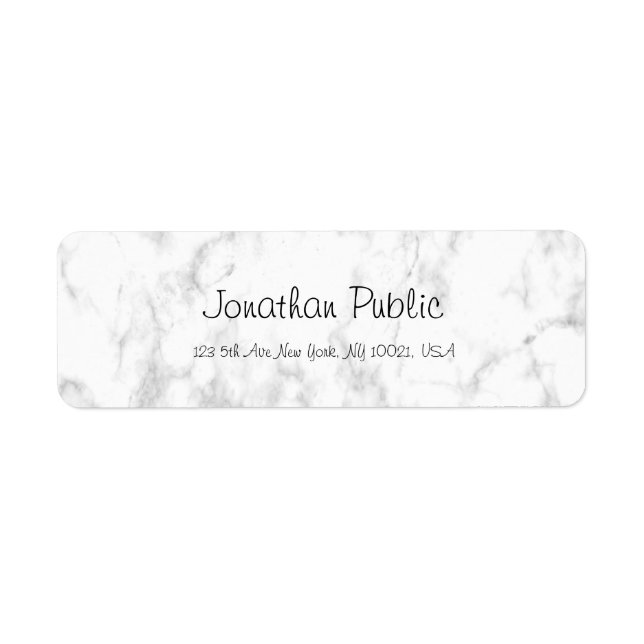 Etiqueta Trendy Elegant White Marble Script Luxury Modern (Frente)