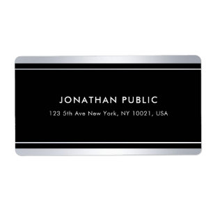 Etiqueta Trendy Faux Silver Black Modern Glamor Shipping