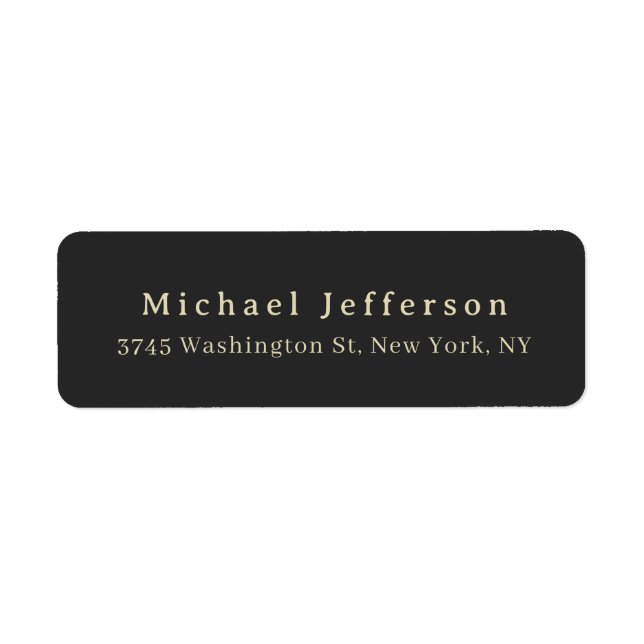 Etiqueta Trendy Matte Black Minimalist Own Name Address (Frente)