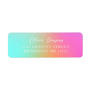 Etiqueta Trendy Ombre Gradient Arco-Íris Design com Script