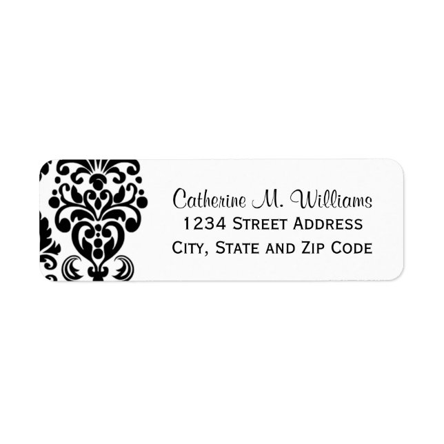 Etiqueta Trendy Victorian Black Lace Damask (Frente)