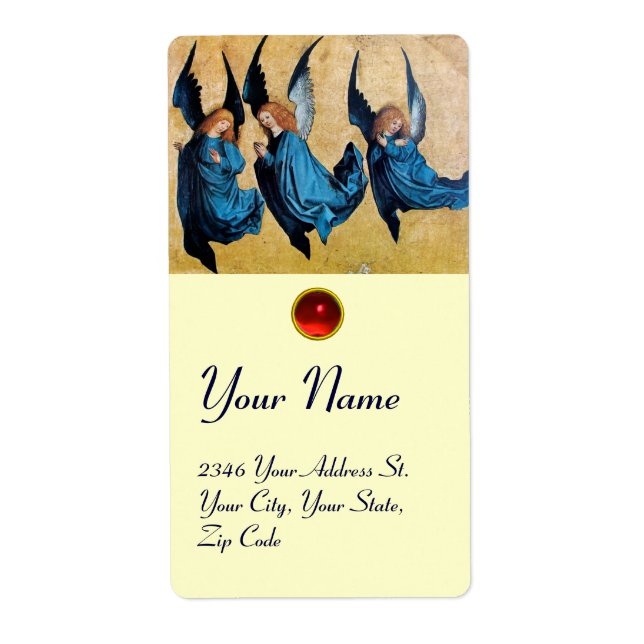 Etiqueta TRÊS ÂNGULOS EM AZUL, Rubi Vermelho (Frente)