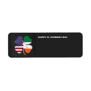Etiqueta Trevo de bandeira irlandês e americano  